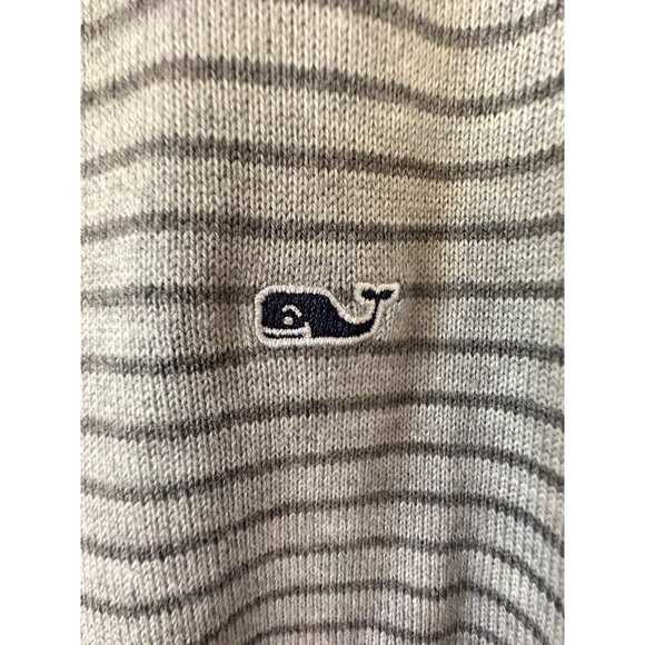 Vineyard Vines Sweater 1/4 Zip Gray Striped Size Medium Preppy 100% Cotton Logo - Picture 7 of 10
